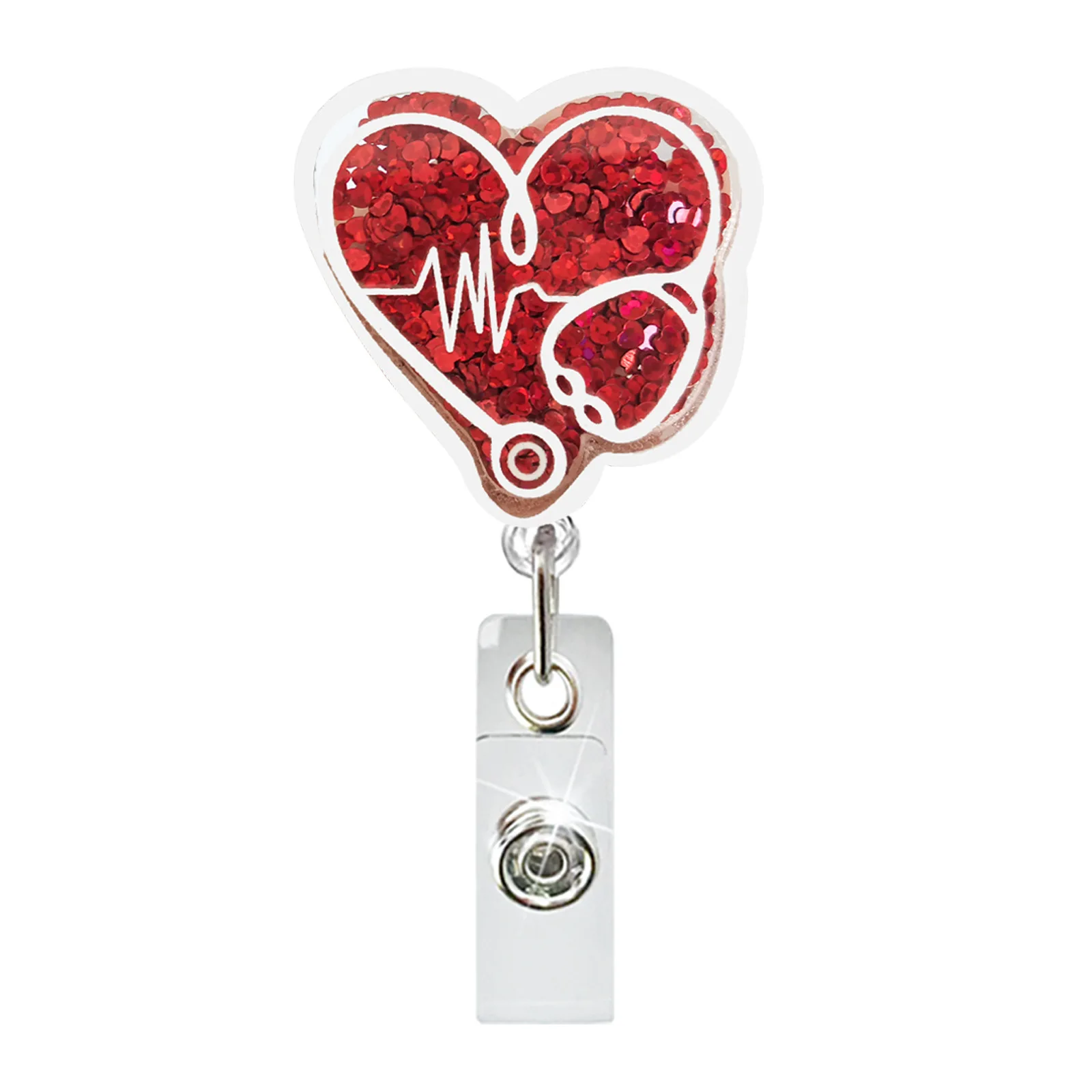 Acrylic Quicksand Pills Stethoscope Sling Bottle Rotating ID Badge Holder Doctor Nurse Retractable Badge Reel 4