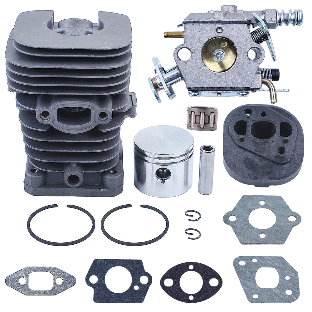 Cylinder Piston Carburetor Carb Gasket Kit For Partner 350 351 370 371 420 390 391 Formula 5000 Chainsaw 41mm Nikasil Plated