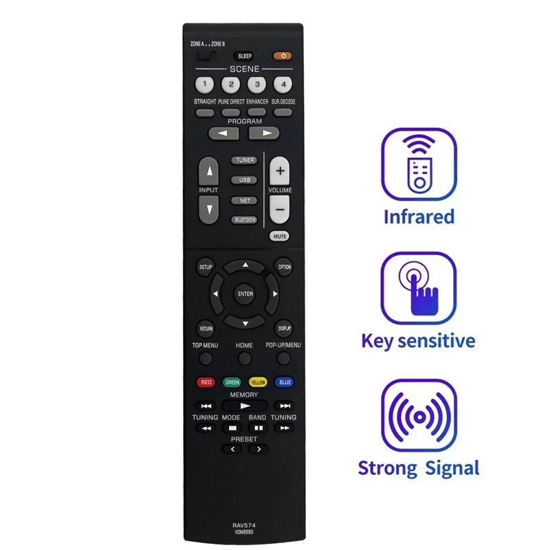 ELECT-3X Musiccast 스테레오 AV 수신기 RX-V4A RX-V4ABL용 RAV574 VDM8690 리모컨 교체