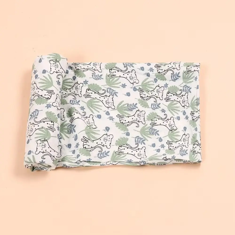 Soft Baby Swaddle Blanket Cotton Cartoon Print Baby Wrap Sleeping Bag Cozy Double Layer Baby Stroller Cover Boys Girls