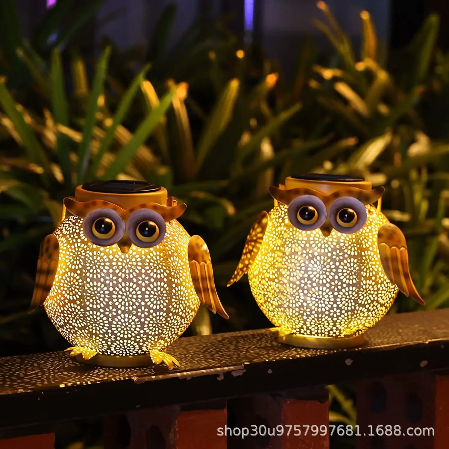 

Owl Pendant Garden Decoration Iron Art Solar Light Hollow Out Owl Crafts Home Accessories Bedroom Atmosphere Light