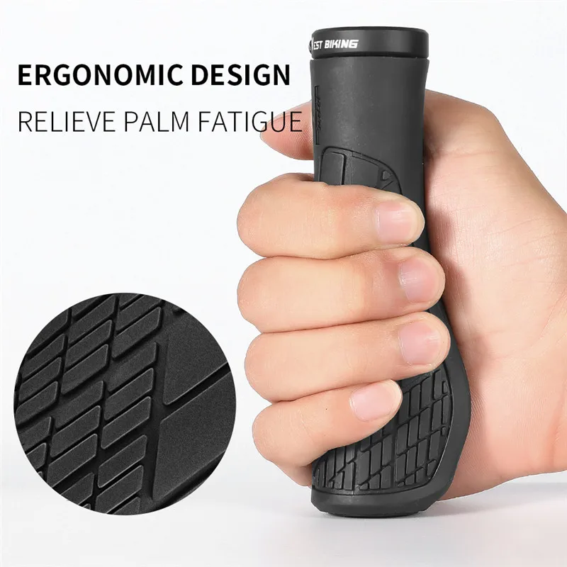 WEST BIKING Bicycle Handlebar Grip Lock Mountain Bike Grip Soft Rubber MTB Cuff 22.2mm Bicycle Handle Cover Non-slip Bike Handle