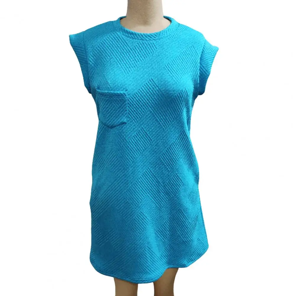 

Women Commute Dress Stylish Summer Women's A-line Mini Dress with Side Pockets Short Sleeves Casual Daily Wear for Ladies