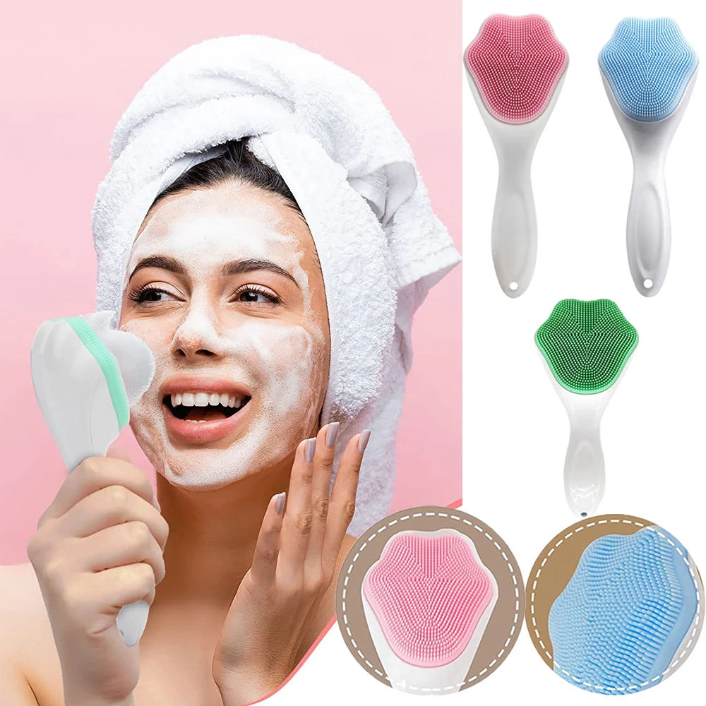 

Silicone Facial Cleansing Brush Facial Scrubber Manual Exfoliating Facial Brush Cleanser Face Exfoliator Bristles for Skin