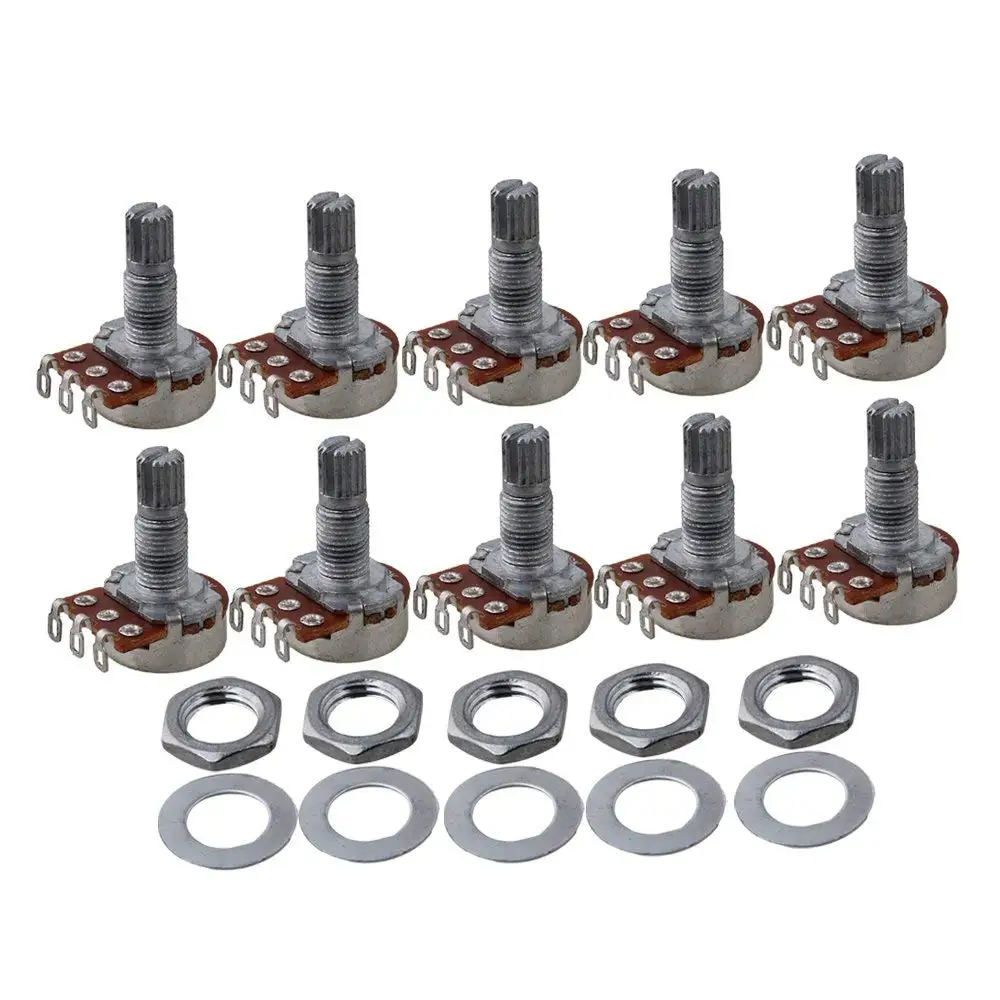 10PCS Short Shaft 15mm Linear Pot Guitar Tone Potentiometer A10k A100K