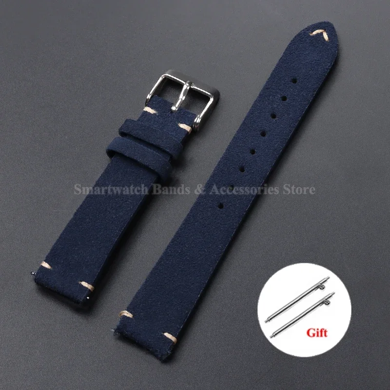 Vintage Suede Leather Quick Release Watch Strap - Handmade Bracelet in Multiple Sizes