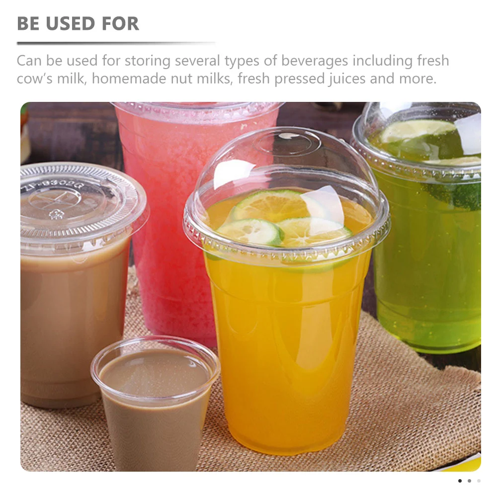 

50 Pcs Disposable Cups with Lids Plastic and Straw Clear Drink Bottle Mug Juice