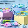 Kids Swimming Goggles Anti-fog Waterproof HD View Children Swim Goggles for Boys and Girls Electroplate and Clear Lens to Choose 2