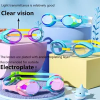 Kids Swimming Goggles Anti-fog Waterproof HD View Children Swim Goggles for Boys and Girls Electroplate and Clear Lens to Choose 2