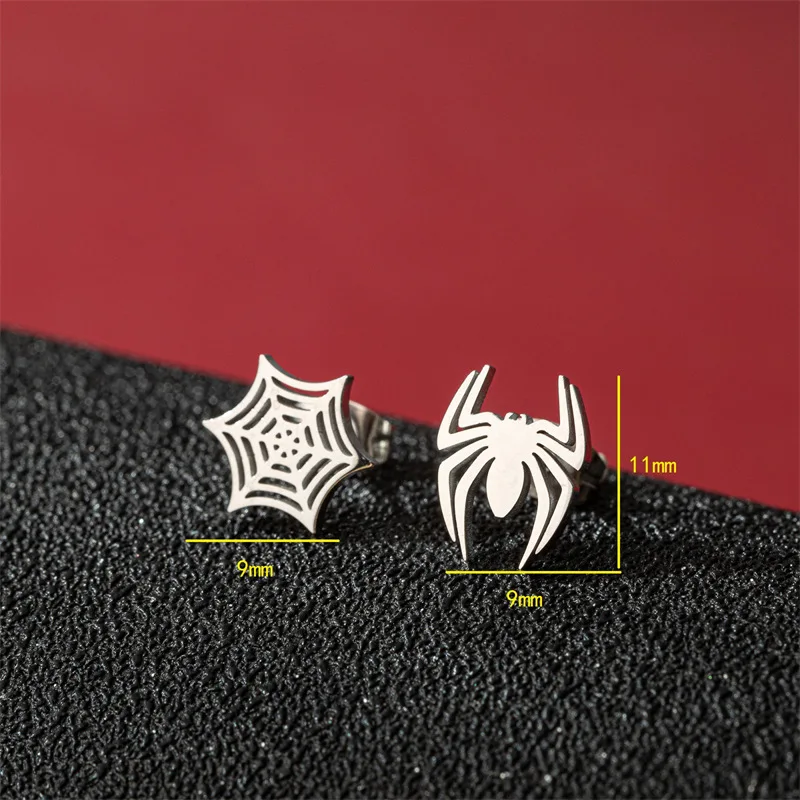 Hiphop Punk Spider Earings Fashion Women Jewelry Small Spider Web Stud Earrings Men Piercing Hallowmas Jewellery Cosplay Gift 2
