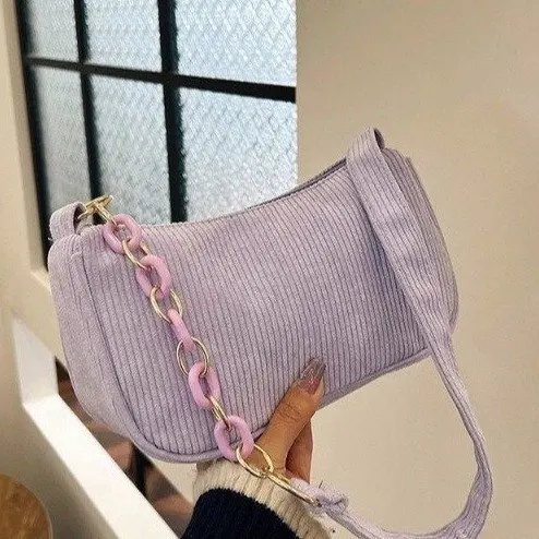 Corduroy Shoulder Bag Fashion Vintage Handbags Women Autumn Winter Corduroy Underarm Bag Zipper Shoulder Small Bags Female Soft Casual Clutch Handbag
