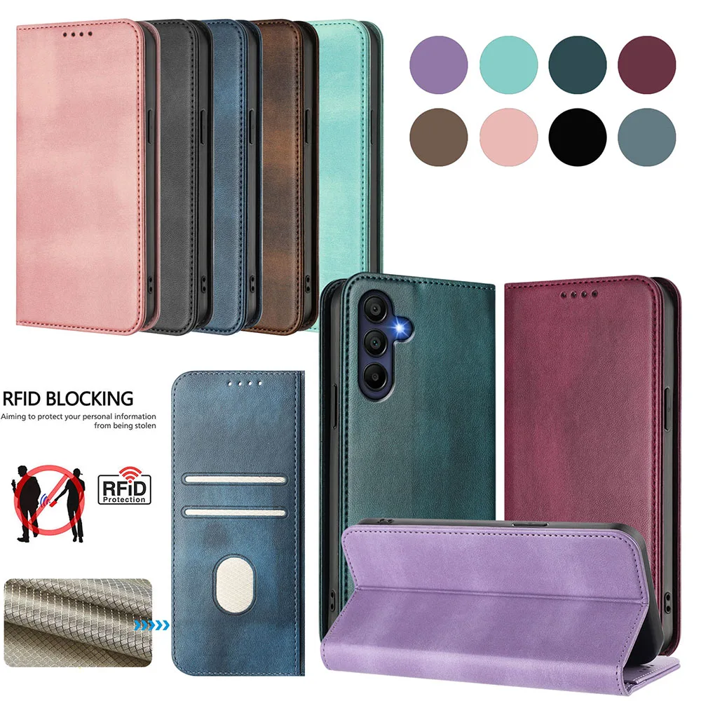 Leather Wallet Flip Cover with Magnetic Closure