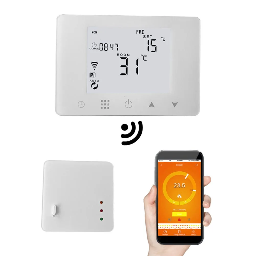 

Family Sharing Electric Heating Controller LCD Digital Display Screen Smart Home Compatible Weekly Programmable