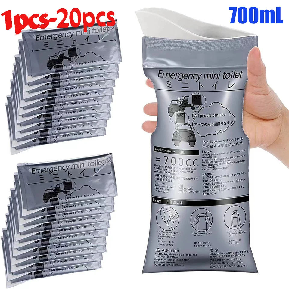 20 Sacchetti Per Urina E Vomito Usa E Getta – 700 Ml, Con Gel Super Assorbente, A Prova Di Perdite, Per Viaggi, Campeggio, Emergenze, Pazienti - 2