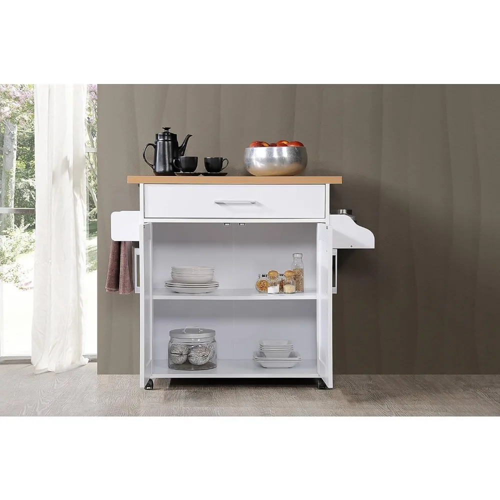 Kitchen Island with Spice Rack, Towel Rack & Drawer, 15.5 x 35.5-44.9 x 35.2 inches 5