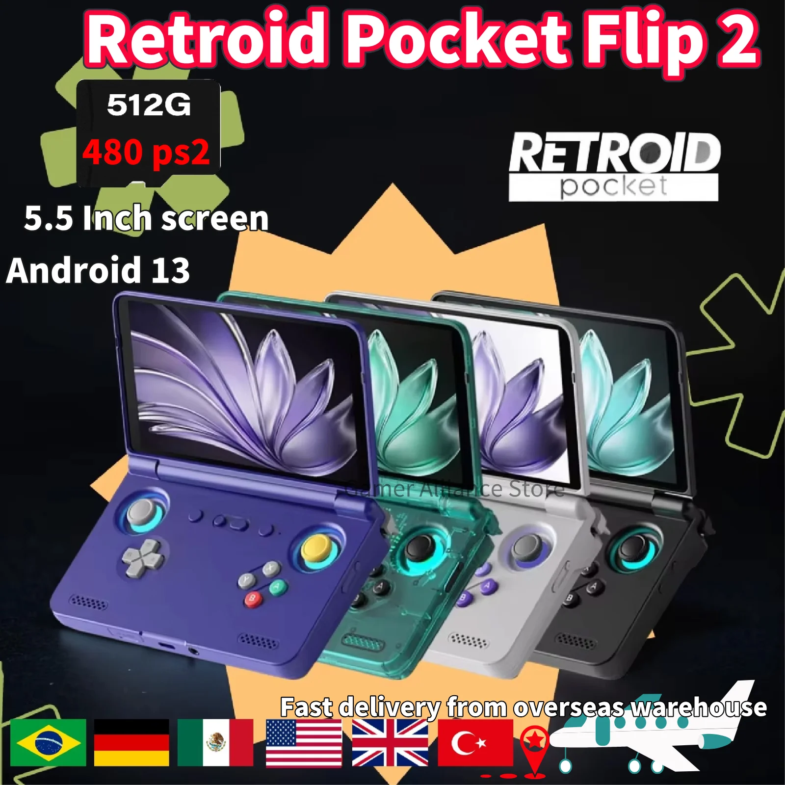 Retroid Pocket Flip 2 Retro Video Game Console Retro