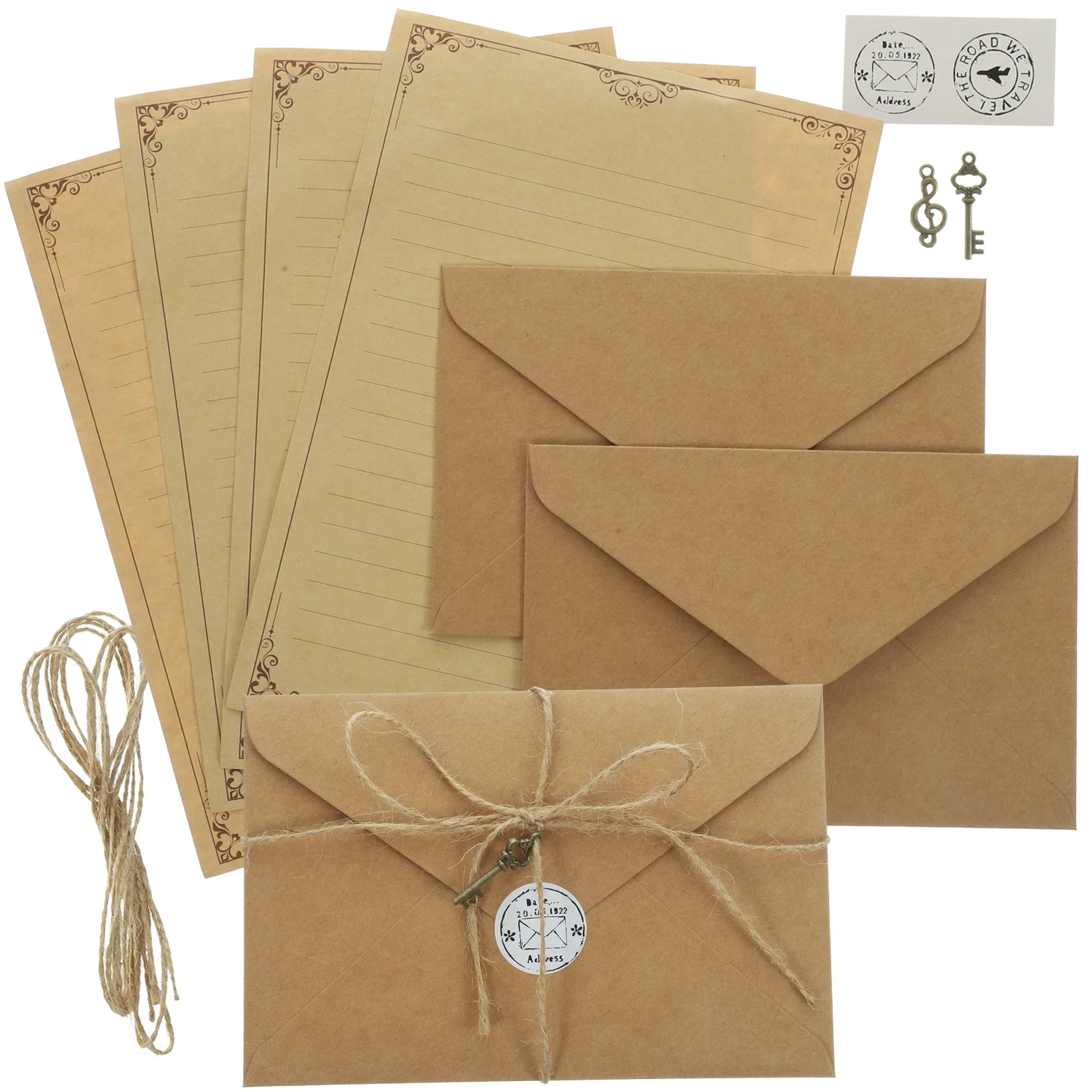 2 Sets of Vintage Letter Paper Blank Travelers Notebook Insert Portable Letter Paper Retro Envelopes Set