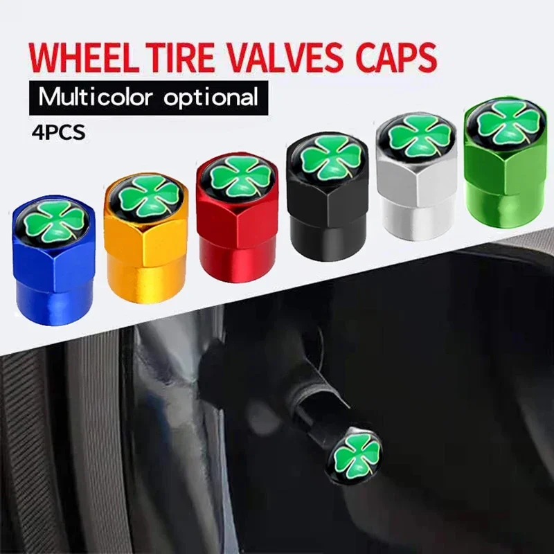 Four Leaf Clover Wheel Tire Valve Caps - Premium Design