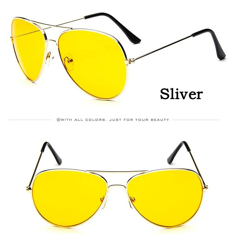  - High quality HD unisex Fashion Mirror sunglasses pilot sunglasses yellow night vision glasses for men women