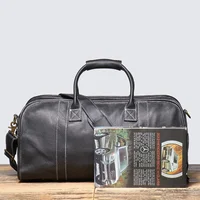 LUOKIR Men's Genuine Leather Handheld Travel Bag, First Layer Cowhide Shoulder Crossbody Gym Bag, Business Travel Luggage Bag 2