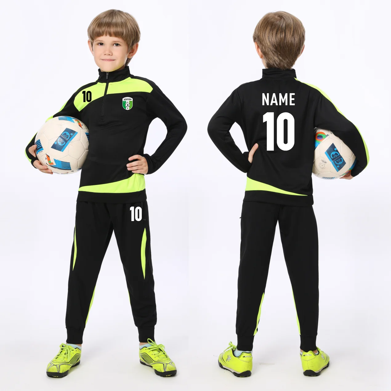 Soccer Long Sleeves Jersey running Set youth kids Football Training