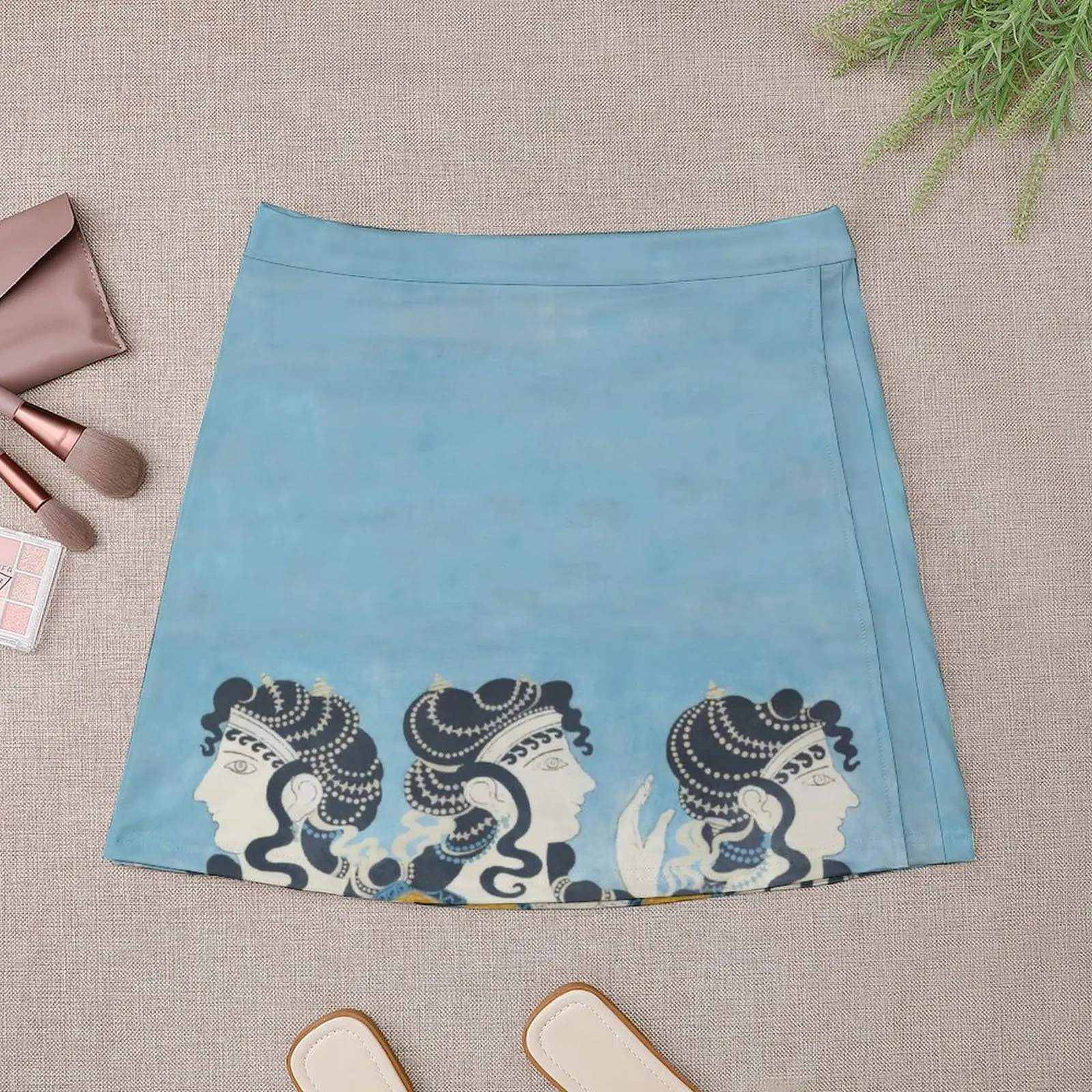 Minoan Ladies in Blue fresco after Emile Gilliéron Mini Skirt summer dresses for women 2024 korean fashion luxury women's skirt