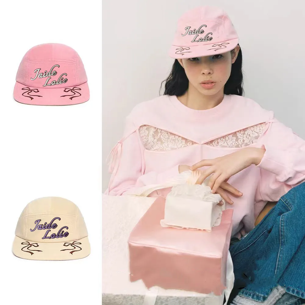 

Женская бейсбольная кепка с лентой и бантом, Корейская бейсбольная кепка с плоскими полями и вышивкой, регулируемая трендовая Милая Кепка в стиле хип-хоп для весны и лета