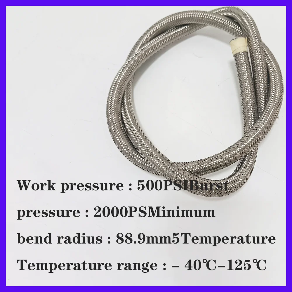 1M AN4-AN20 Universal Car Fuel Hose Oil Gas Cooler Hose Line Pipe Tube Stainless Steel Braided Inside CPE Rubber Silvery