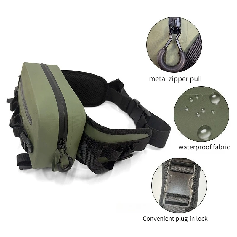 Waterproof Luya Waist Bag with Insertable Pole Multifunctional Crossbody Chest Bag Outdoor Fishing Gear Fishing Rod Luya Bag