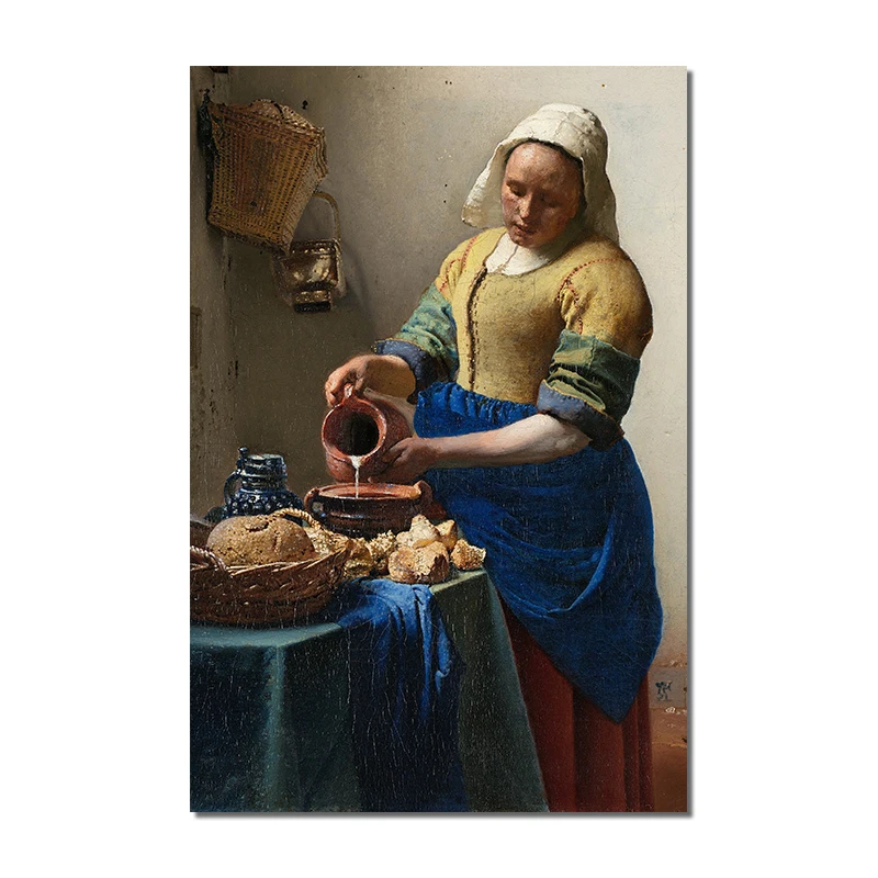 borstel Gehoorzaamheid Spotlijster The Milkmaid By Johannes Vermeer Woman Famous Oil Painting on Canvas  Cuadros Posters and Prints Wall Art Picture for Living Room| | - AliExpress