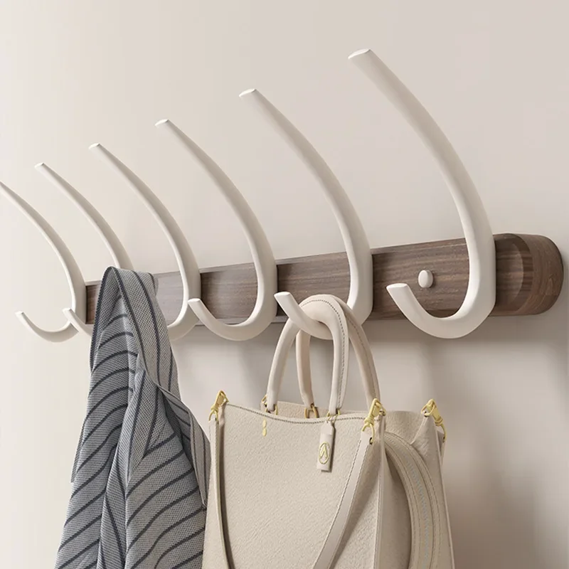 Walnut moon shape hooks fitting room no-hole behind door hangers wall wall hanging entryway entrance clothes hat hooks