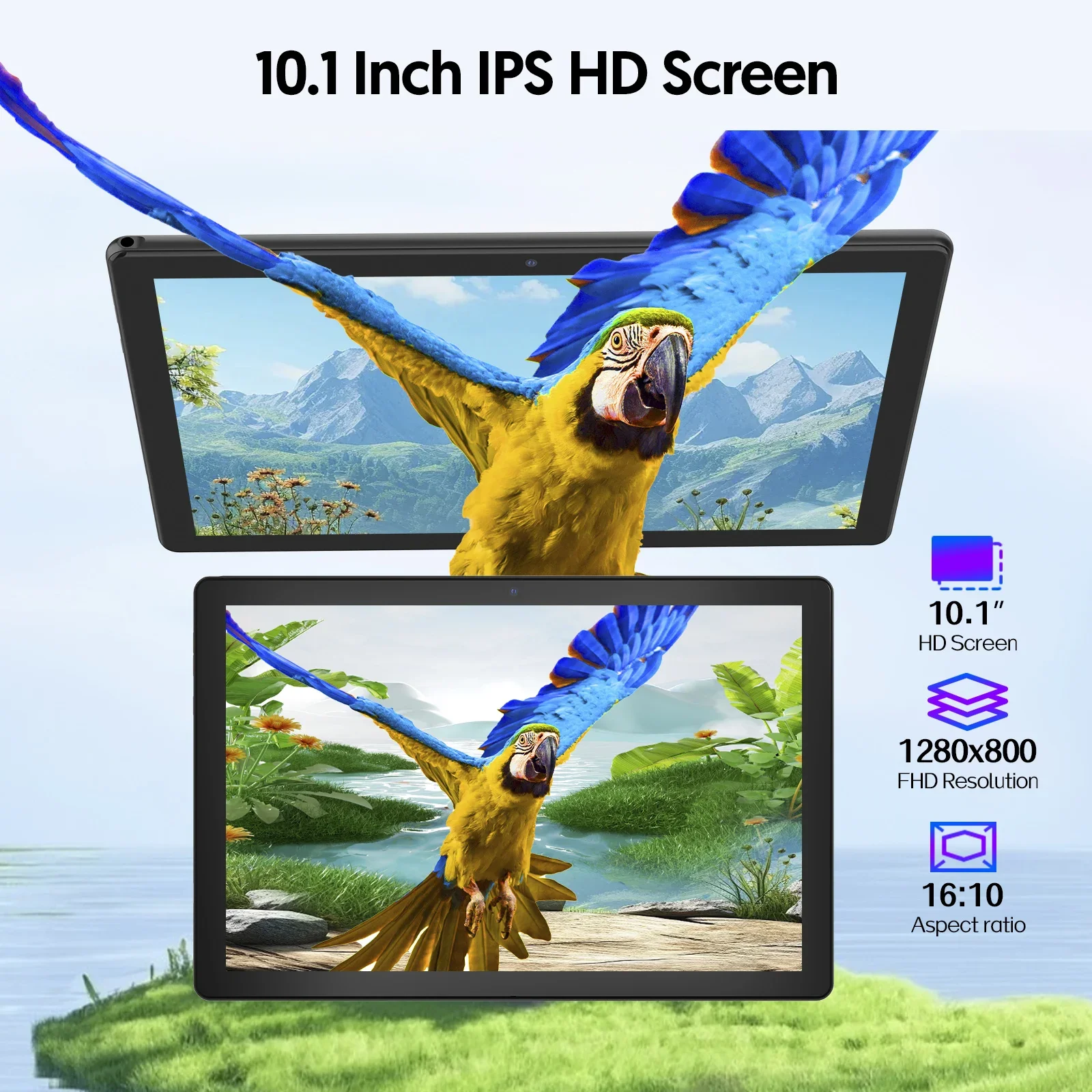 BAKEN 10-inch Android 15 tablet, 12GB (3+9 expandable) RAM + 64GB ROM, quad-core processor, WiFi, Bluetooth (available colors)