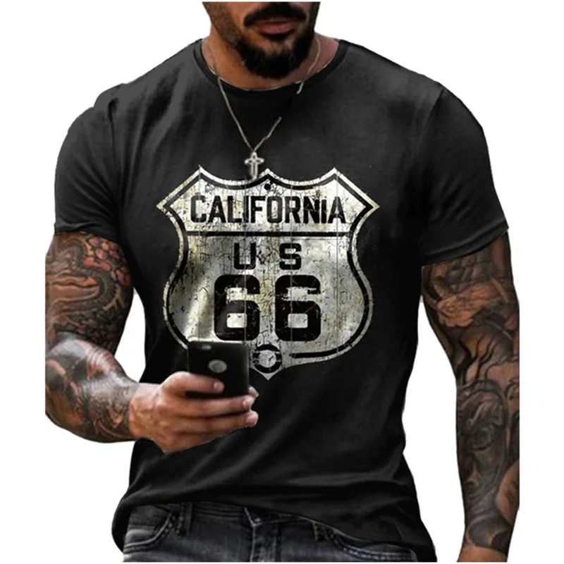 2022 nova camiseta retro 3d masculina гола круглая рубашка 66 letras impressa Повседневный Топ superразмеры