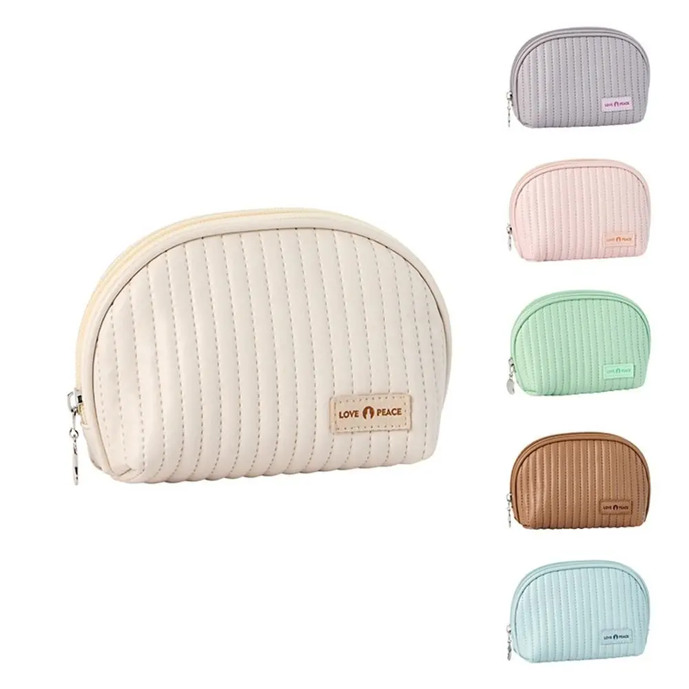 Fashion Travel Toiletry Bag Cream Color Wash Pouch Shell Shaped Female Storage Bag Bath Storage Makeup Case PU Cosmetic Bag