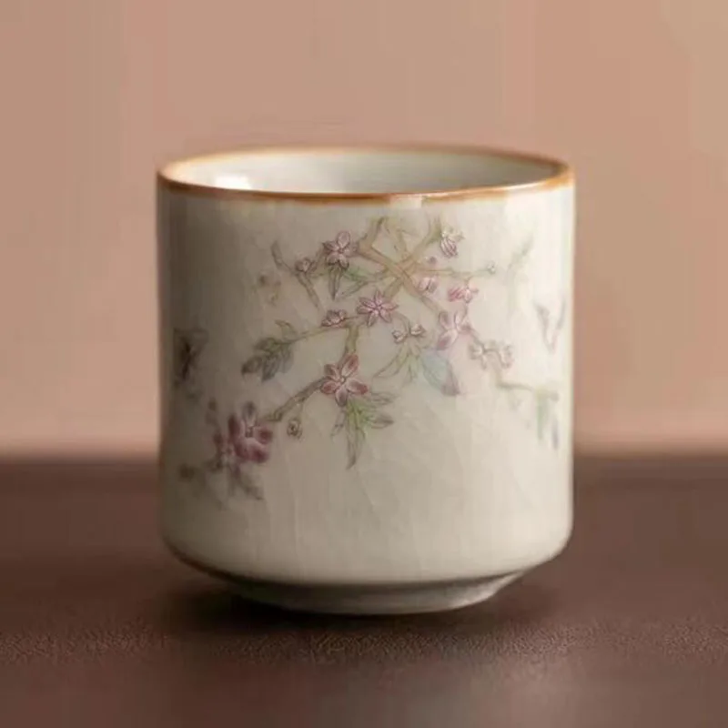 Ruyao Floral Pattern Ice Crack Sancai Gaiwan Porcelain Kungfu Tea Cup Household Tea Infuser Bowl Kitchen Teaware