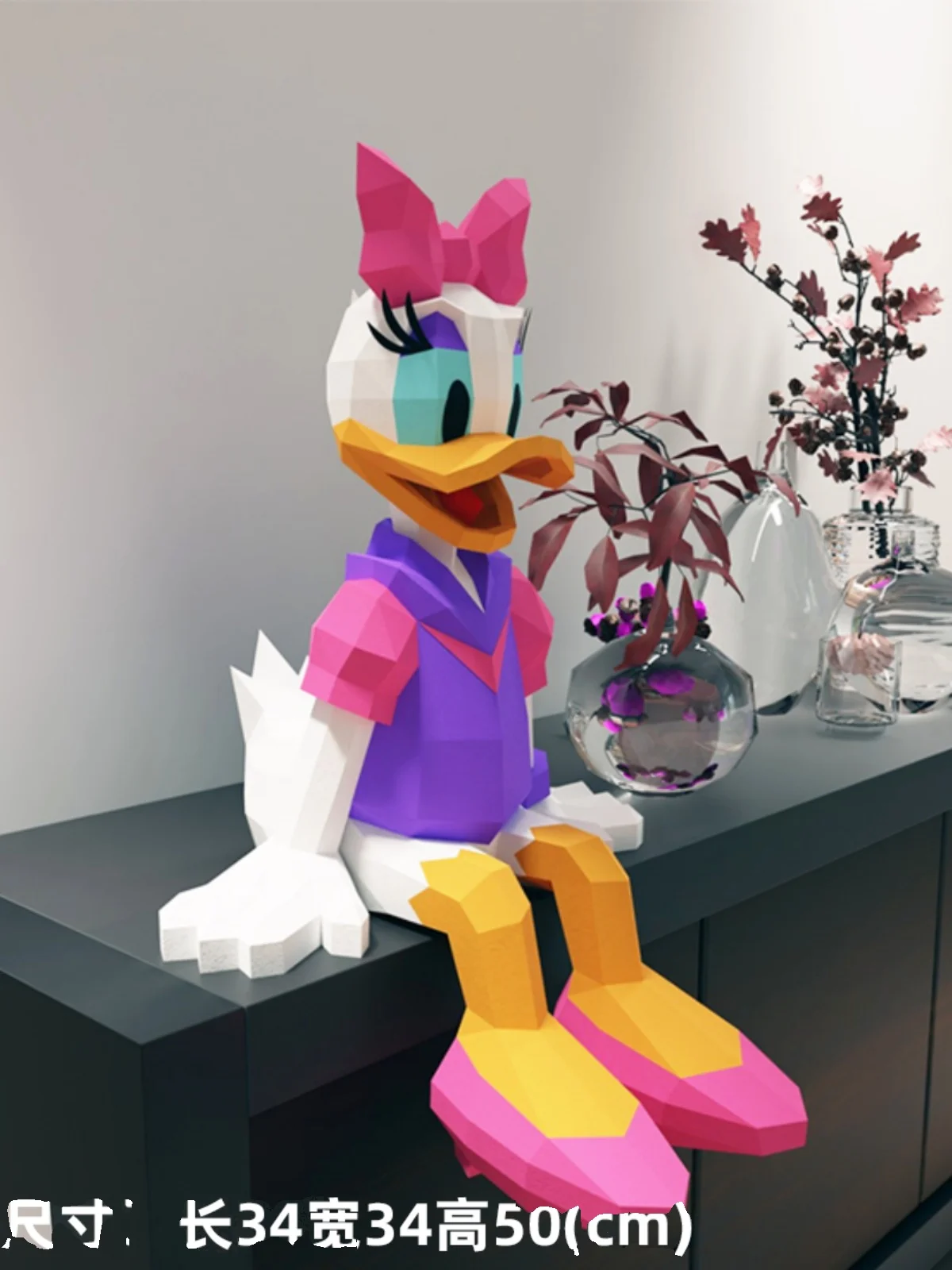 50cm Donald Duck Daisy Paper Model Anime Figures Home Decor Desktop Decoration Papercraft 3D DIY Hand Made Toy MINISO Disney 3d paper model
