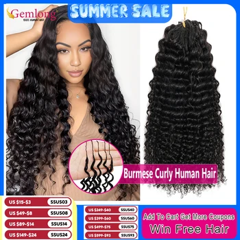 Miracle Knots Crochet Human Hair Burmese Curly Crochet Hair Deep Wave Pre-Separated Feather Human Crochet Curly 100% Human Hair 1