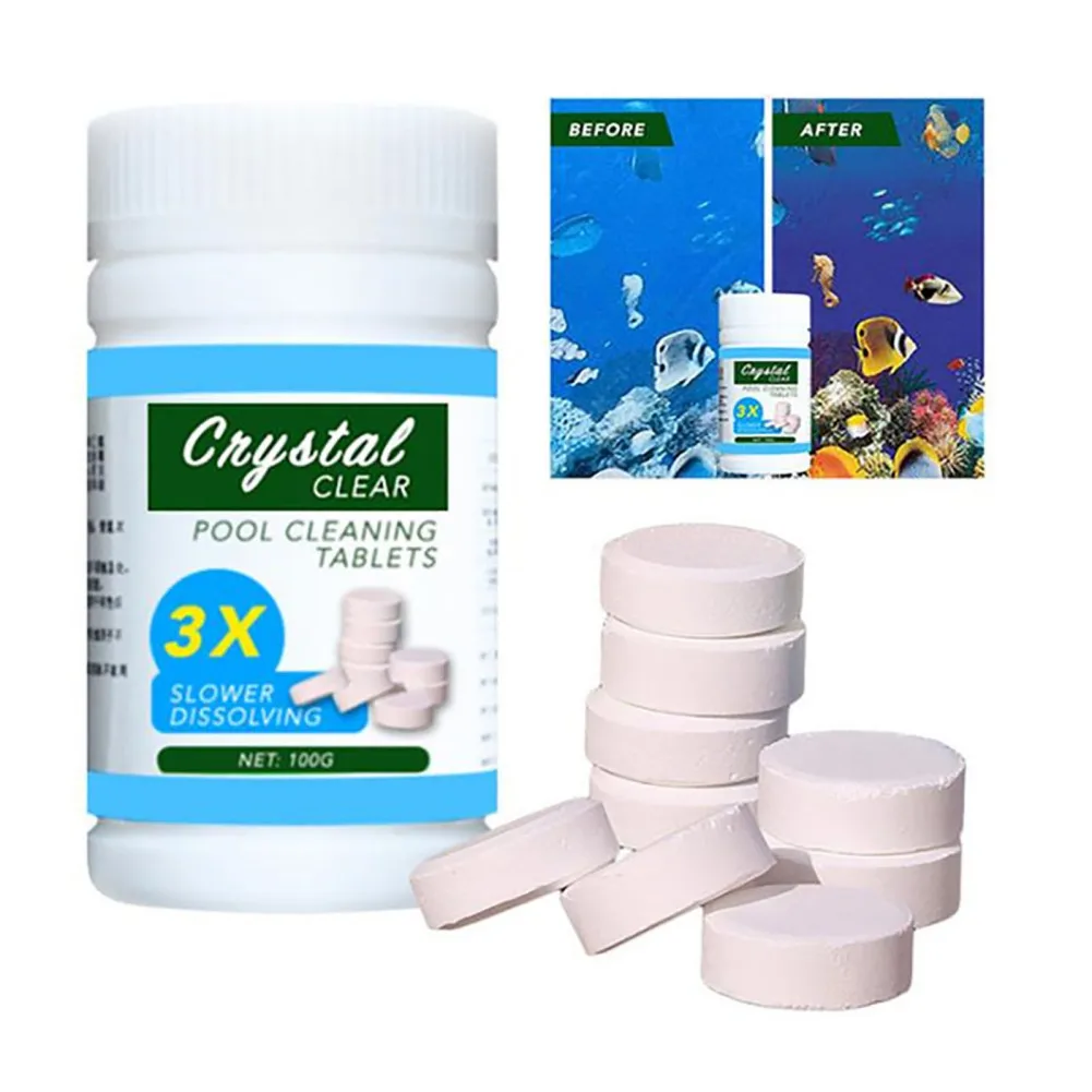 Chlorine Tablets For Pool Quick Dissolving Above Ground Effective Water Care 100 Tablets/Bottle pool chlorine tablets