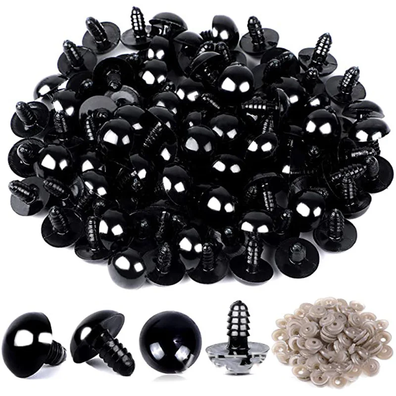 Plastic Toy Eyes 5/6/7/8/9/10/12/14/16/18/20/22/24mm Eyeball Doll Accessories Black Plastic for Toys DIY