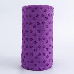 Non - Slip Thickened Terry Cloth Yoga Towel with Grip Points (Purple)