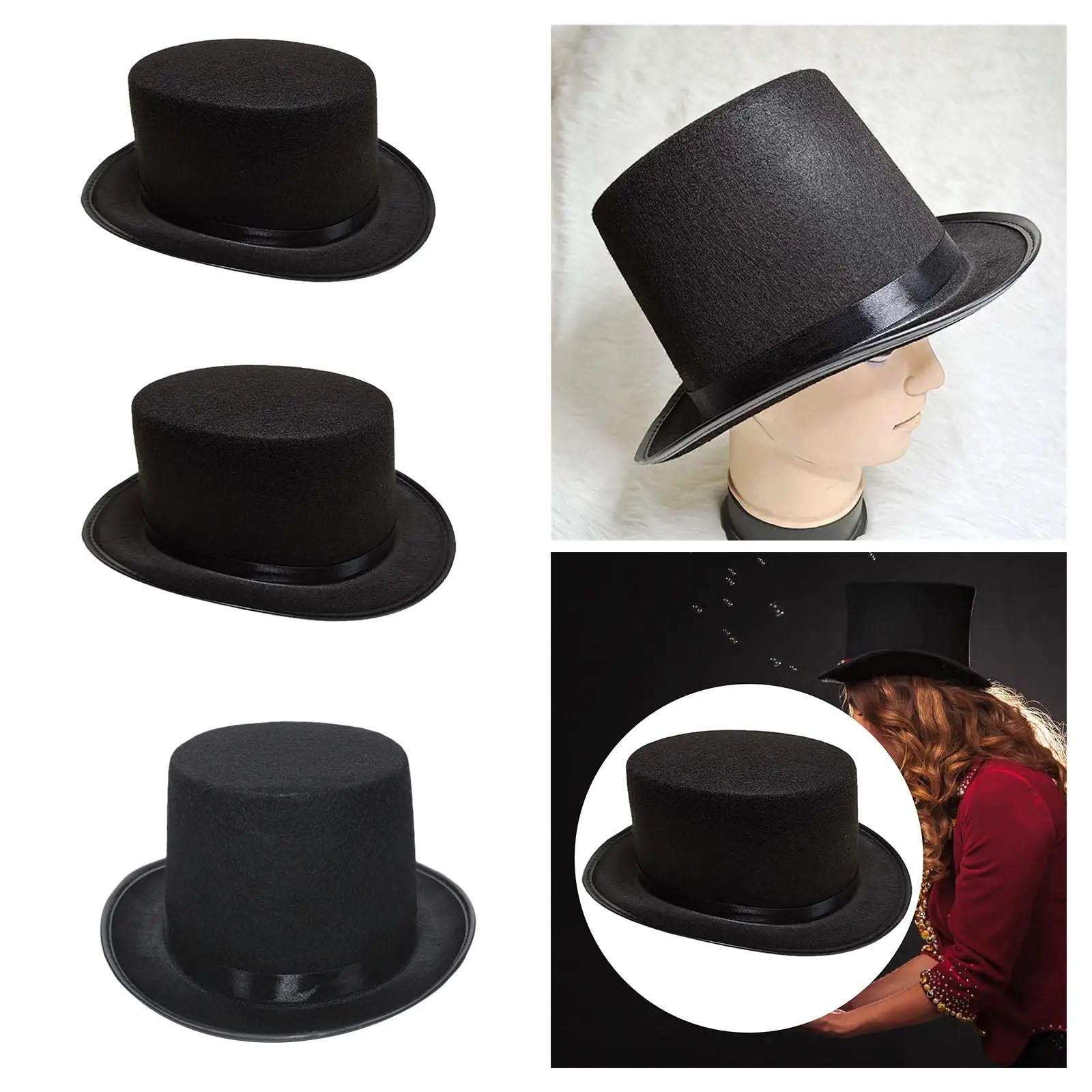 

Black Felt Top Hat for Women Men Fashion Jazz Hat Magician Top Hat for Role Playing Masquerade Themed Parties Cosplay Nightclub