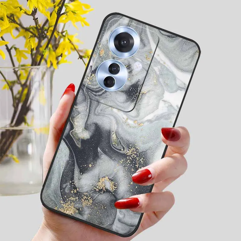 Black Marble Print Silicone Phone Cover - Fashionable Protective Shell and Soft TPU Case