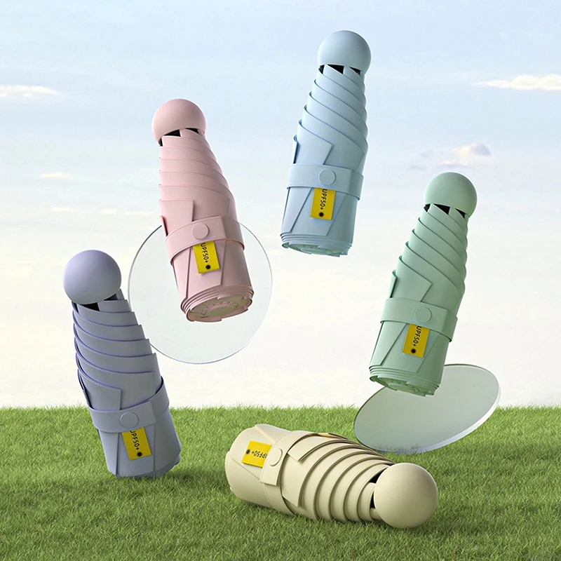Ultra-Lightweight Compact Travel Umbrella with UV Protection and Sunshade Capsule Design