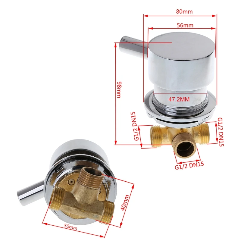 G1/2" Hot & Cold Water Mixing Valve Thermostatic Mixer Two In & One Out Faucet For Shower Room images - 6