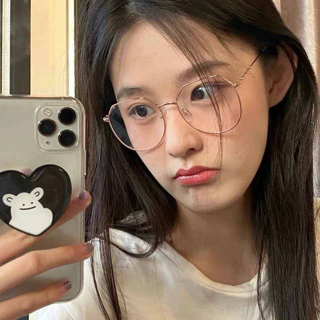 Korean Retro Alloy Glasses Frame Girl Ins No Makeup Plain Glasses Men Light Eyewear  Cute Decorative Computer Glasses