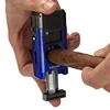 LUBINSKI 4-in-1 Cigar Turbo Lighter V-Type Cigar Cutter Cigar Punching Needle Metal 2-Torch Butane Gas Jet Lighter Men's Gifts 4