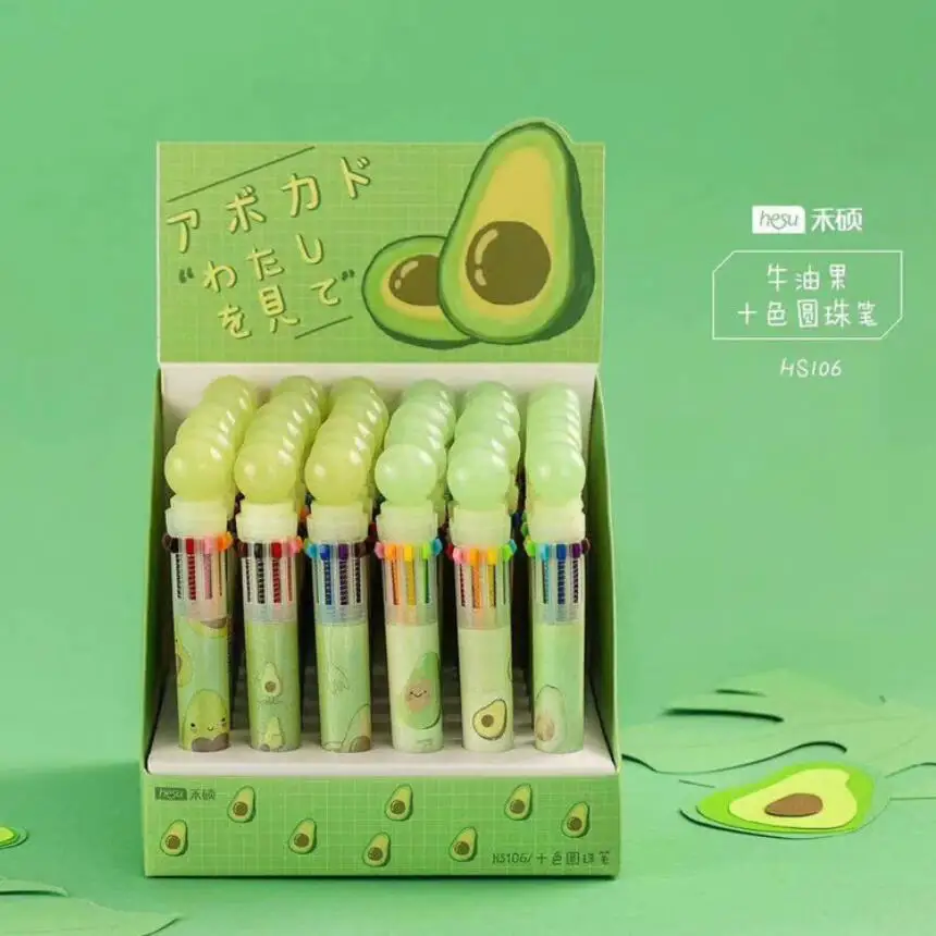 Smile Cartoon Avocado Style 12 Colors Ballpoint Pen School Office Supply Gift Stationery Papelaria Escolar тату avocado style 15 5 8 микс орр