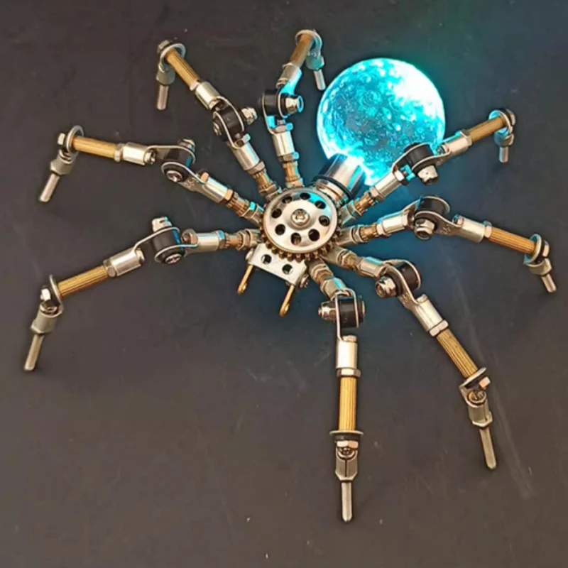 

DIY Steampunk Mechanical Insect Luminous Spider Model Kit All Metal Assemble Toy for Kids Adults Handmade Crafts Decoration