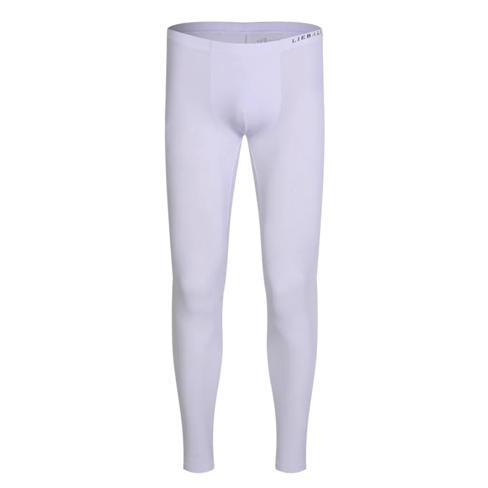 

Men’s Ice Silk Thin Bottoms Tight-Fitting High Stretch Sexy Pants Autumn Semi-transparent Home Trousers Leggings Homewear