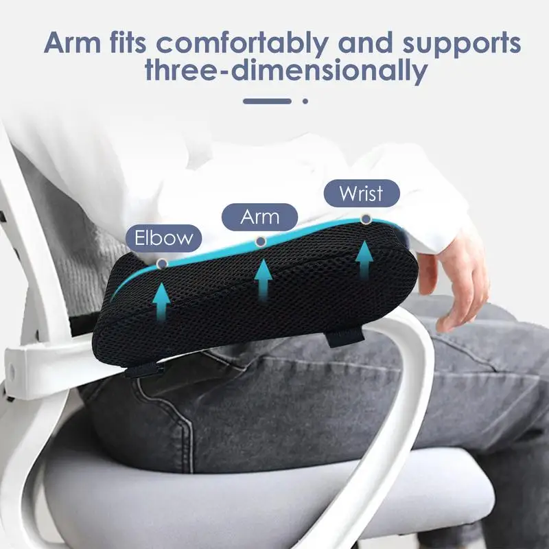 Ergonomic Armrest Pads Arm Rest Cover Elbow Armrest Pads Comfortable Support Chair Elbow Pads with Adjustable Straps for Office 5